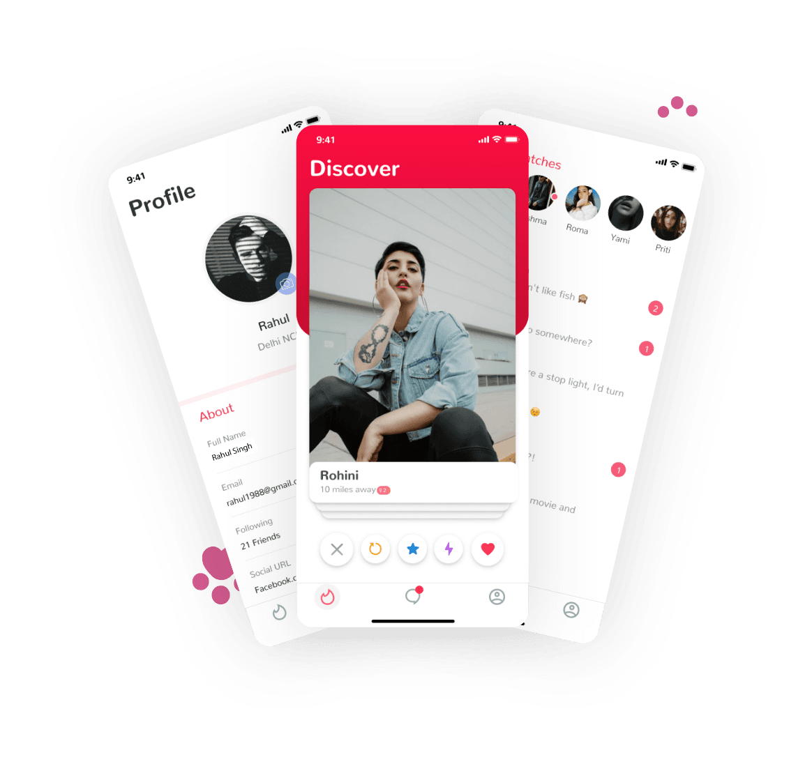 Dating app profile screen showing superficial connections